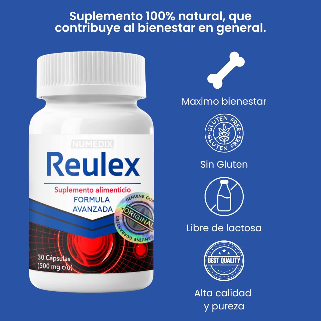 Reulex suplemento 100% natural con beneficios: Maximo bienestar, Sin Gluten, Libre de lactosa, Alta calidad y pureza